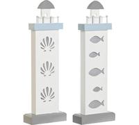 Figurine décorative DKD Home Decor 14 x 5,5 x 40 cm Bleu Blanc Phare Spirales Coquille Méditerranée (2 pièces)