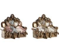 Figurine décorative DKD Home Decor 17 x 10,5 x 15,5 cm rose or blanc (2 pièces)
