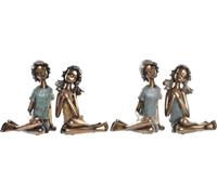 Figurine décorative DKD Home Decor 17 x 13 x 22 cm rouge or turquoise enfants (2 pièces)