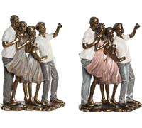 Figurine décorative DKD Home Decor 18 x 10 x 25 cm rose or blanc famille (2 pièces)