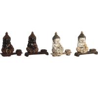 Figurine décorative DKD Home Decor 22 x 8,2 x 23 cm Rouge Beige Bouddha Oriental (4 pièces)