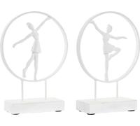 Figurine décorative dkd home decor 23 x 9 x 33 cm white ballet dancer (2 pièces)