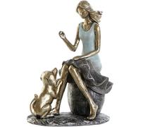 Figurine décorative DKD Home Decor Bleu Or Femme 13 x 8,5 x 17,5 cm