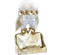 Figurine décorative dkd home decor chouettes blanches et dorées 10 x 8 x 7 cm