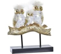 Figurine décorative DKD Home Decor Coffre 24 x 9 x 26 cm Hiboux noir or blanc