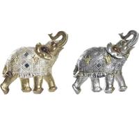 Figurine décorative DKD Home Decor éléphant argenté or résine coloniale (22,5 x 10,7 x 21,5 cm) (2 pièces)