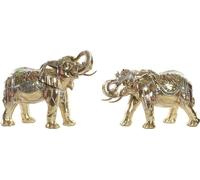 Figurine décorative DKD Home Decor Eléphant Or Résine Coloré Colonial (45,5 x 20 x 35 cm) (2 pièces)