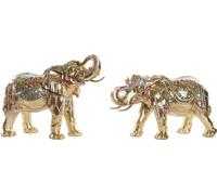 Figurine décorative DKD Home Decor Eléphant Or Résine Coloré Colonial (45,5 x 20 x 35 cm) (2 pièces)