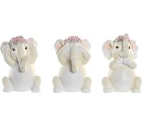 Figurine décorative DKD Home Decor éléphant rose blanc résine (6 x 6,5 x 10 cm) (3 pièces)