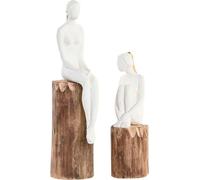 Figurine décorative DKD Home Decor Femmes Marron Blanc (2 pièces)