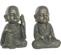 Figurine décorative DKD Home Decor fibre de verre or gris foncé Moine oriental (2 pièces) (27 x 27 x 40 cm)