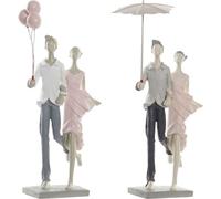 Figurine décorative DKD Home Decor Gris Rose 18 x 10 x 37 cm Couple marié (2 pièces)