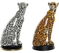 Figurine décorative DKD Home Decor Noir Orange Blanc Léopard Résine Coloniale 16 x 16 x 32 cm