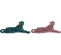 Figurine décorative DKD Home Decor vert rose résine floquée lion 26,5 x 9 x 11 cm