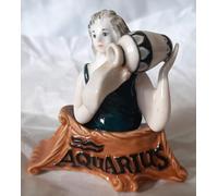Figurine décorative en céramique du signe du zodiaque aquarium, design vintage, vert et terre cuite