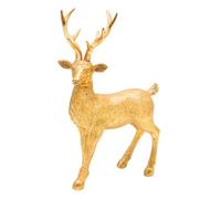 Dekohelden24 Figurine décorative en céramique, Statue de décoration Moderne, Sculpture de Maison de Campagne en Forme de cerf doré - Paillettes, Debout, L/H : 14 x 8 x 21 cm