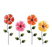 Figurine décorative en forme de fleur 55 cm en métal - 1 pièce assortie - Piquet de jardin d'extérieur résistant aux intempéries - Décoration d'extérieur en métal - Vert