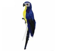 Figurine décorative en forme de perroquet utilisant une structure en mousse et des plumes naturelles pour une touche subtile de la faune dans le jardin (bleu foncé)