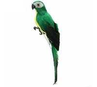 Figurine décorative en forme de perroquet utilisant une structure en mousse et des plumes naturelles pour une touche subtile de la faune dans le jardin (vert)