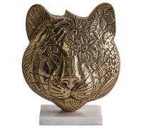 Figurine Décorative en Métal en Forme de Tête de Tigre Accessoire Étagère Dorée