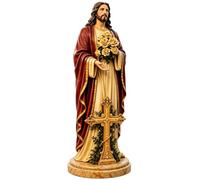 Figurine décorative en résine avec lumineuse à LED | Statue décorative pour jardin, cour, terrasse, balcon, pelouse, église