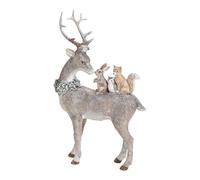 Figurine décorative/Figurine de Noël - Cerf avec animaux de la forêt et paillettes - Décoration de Noël - Décoration de l'Avent - Décoration d'hiver - Cadeau