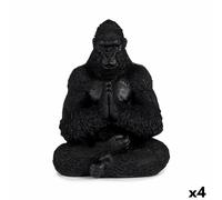 Figurine décorative Gorille Yoga Noir 16 x 28 x 22 cm (4 pièces)