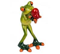 Figurine décorative grenouille amoureuse avec cœur vert Hauteur 14 cm Largeur 7 cm Poly Formano