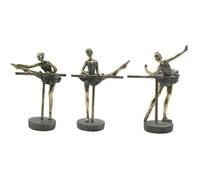 Figurine décorative - HOME ESPRIT - Ballerine - Gris Doré - 14 x 8 x 20 cm - Lot de 3 unités