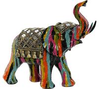 Figurine décorative Home ESPRIT Eléphant multicolore en résine 21,5 x 8,5 x 19,5 cm - Marque : Home Home ESPRIT - EAN : 8424002159443
