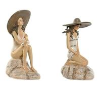 Figurine décorative - HOME ESPRIT - Femme méditerranéenne - Multicolore - 12 x 8,5 x 20 cm - Lot de 2 unités