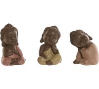 Figurine décorative Home ESPRIT Orange Corail Néon vert Résine Bouddha Oriental 8 x 8 x 12,5 cm (3 pièces)