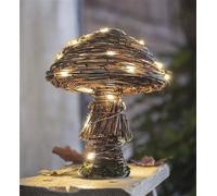 Figurine décorative LED Champignon "Rustic" en osier, chaîne lumineuse intégrée, hauteur 23 cm, décoration d'automne, décoration lumineuse