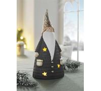 Figurine décorative "Lutin de Noël" avec éclairage LED, noir / or, 28 cm de haut, lutin, lutin décoratif