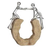 Figurine décorative moderne Aide et cohésion 22,5 x 3,5 x 25 cm Abstrait Argent Socle en Bois Amitié Figurine Homme Femme Sculpture Main Symbole de confiance Élégant Salon Idée Cadeau
