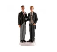 Figurine décorative - NO NAME - Couple gay enlacé - 19 cm - Noir/Gris