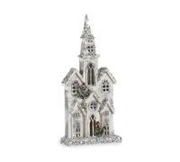 Figurine décorative Noël scintillante LED Maison légère 25,5 x 56,5 x 9,5 cm Gris Bois Blanc
