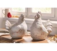 Figurine décorative "Poulet & Coq", lot de 2, set de figurines en terre cuite au look shabby