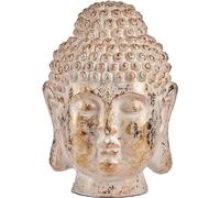 Figurine décorative pour jardin Tête de Bouddha blanc/or Polyrésine (45,5 x 68 x 48 cm)
