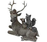 Figurine décorative Renne, cerf renard, chouette, écureuil, hérisson, rouge-gorge, animaux de la forêt 16,5 cm de large