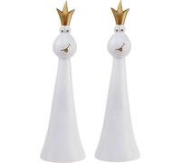 Figurine décorative Roi Grenouille Blanc Or - Décoration exclusive pour votre maison, 19,5 cm, lot de 2