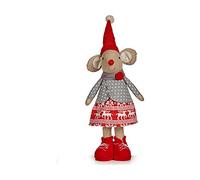 Figurine décorative Souris de Noël 48 cm Blanc Rouge Gris Crème