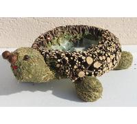 Figurine Décorative Tortue Couchée L 40Cm Pour Plantes En Foin Et Branchages