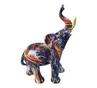 Figurine d'éléphant - résine colorée, statue décorative, sculpture à collectionner | Ornement d'éléphant graffiti de taille moyenne pour décoration de bureau d'accent à la maison idéal pour les amateu