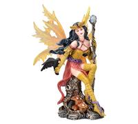 Figurine d'elfe Aerith avec baguette magique 15 cm | Statue de fée d'automne fantaisie décoration feuilles feuilles figurine elfe