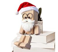 Figurine D'En Bois | Figurine d'Action aux Jambes Oscillantes,Figure D'Art Articulée Au Design De Père Noël,pour Décoration de Noël, Anniversaire, Maison, Étagère, Cheminée, Bureau, Tableau de Bord