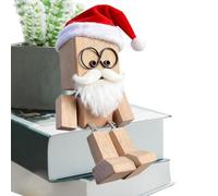 Figurine D'En Bois Secouante,à Balancement des Jambes,Figure D'Art Articulée Au Design De Père Noël - pour Décoration de Noël, Anniversaire, Maison, Étagère, Cheminée, Bureau, Tableau de Bord