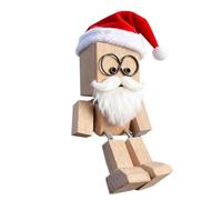 Figurine D'En Bois Secouante, Figurine d'Action avec Jambes qui Se Balancent, Figure D'Art Articulée Au Design De Père Noël, pour Anniversaire des Maison Étagère Cheminée Noël Bureau Tableau de Bord