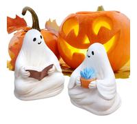 Figurine D'Halloween Fantaisiste - Figurine De Lecture De Résine, Petit Effrayant | Décor Saisonnier Festif, Sculpture Miniature Effrayante, Accent De Table Hanté, Exposition De Jardin Drôle,
