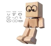 Figurine D'homme En Bois - Petit Bonhomme En Bois Branlant Avec 12 Expressions Différentes | Figurine D'homme Qui Secoue Les Pieds Décoration Pour Longs Trajets Auto École Camion Vacances Passionnés